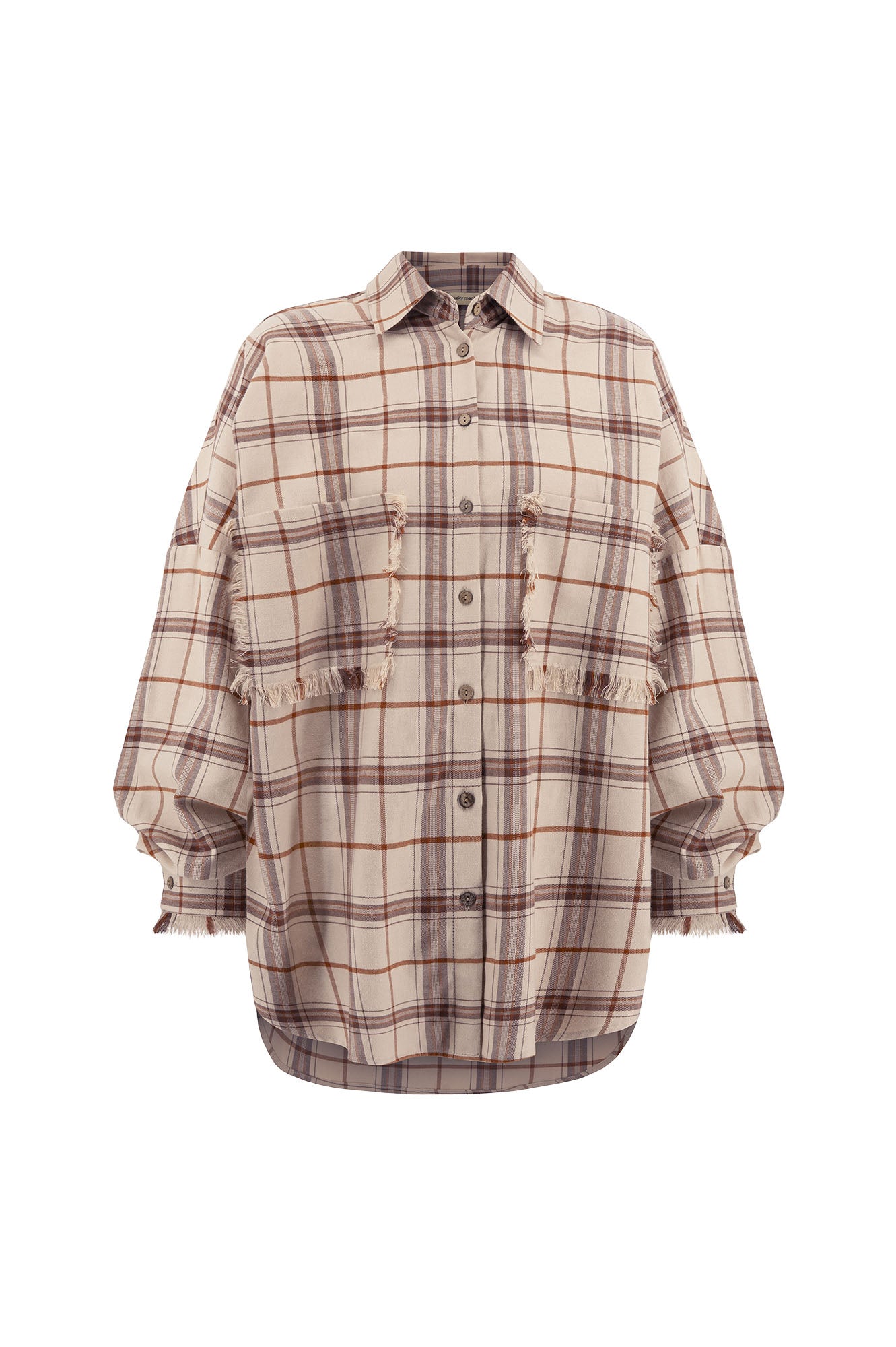 KOSZULA FLANELOWA SHARKI BEIGE - ORGANIC COTTON