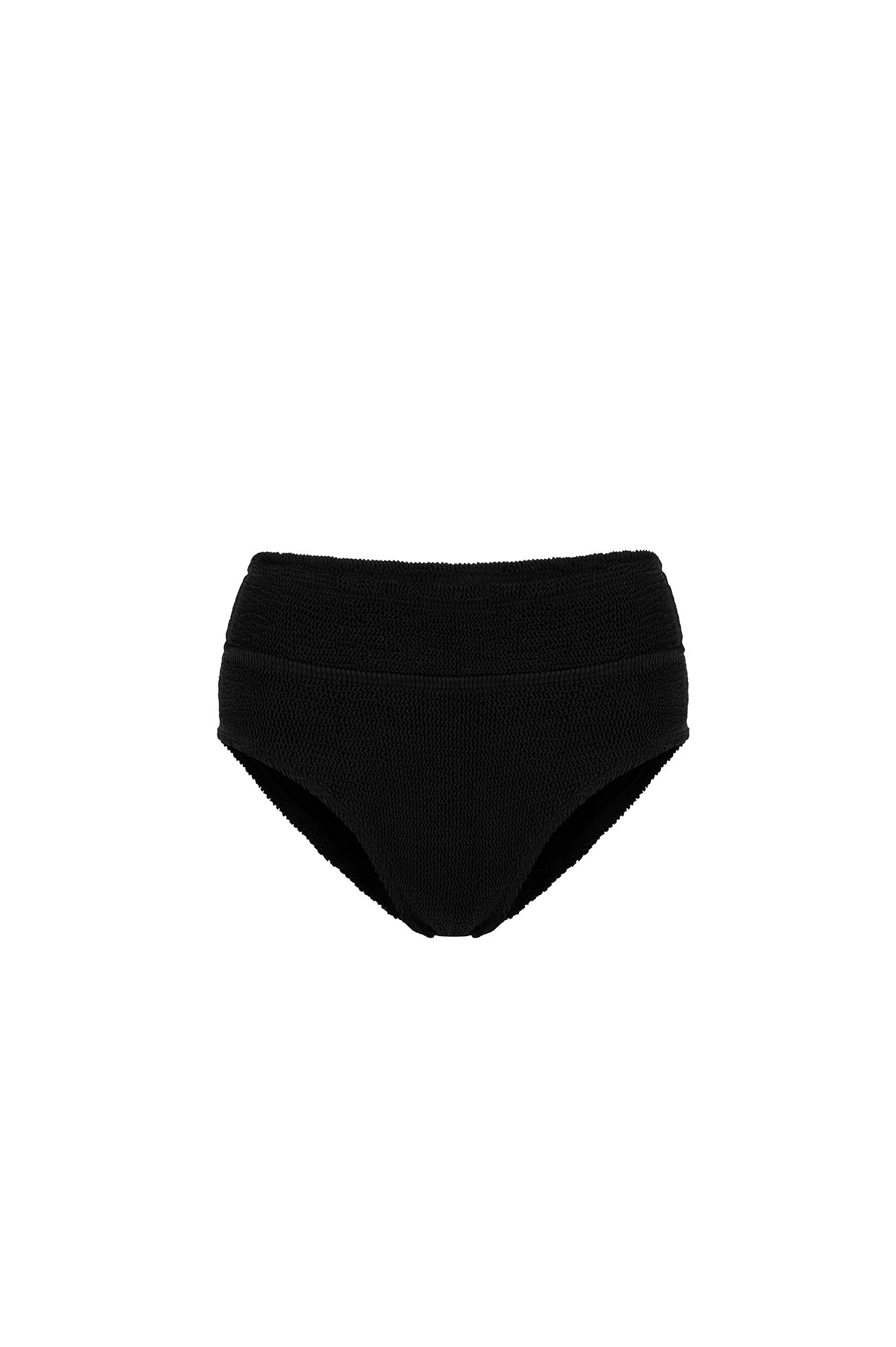 HIGH WAIST BOTTOM BORA BORA BLACK - CRINKLE RECYCLED