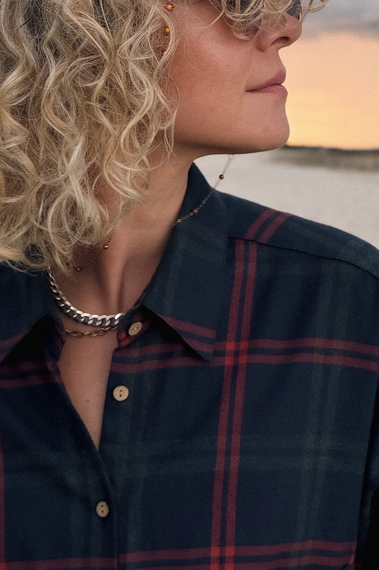 KOSZULA FLANELOWA SHARKI NAVY BLUE - ORGANIC COTTON