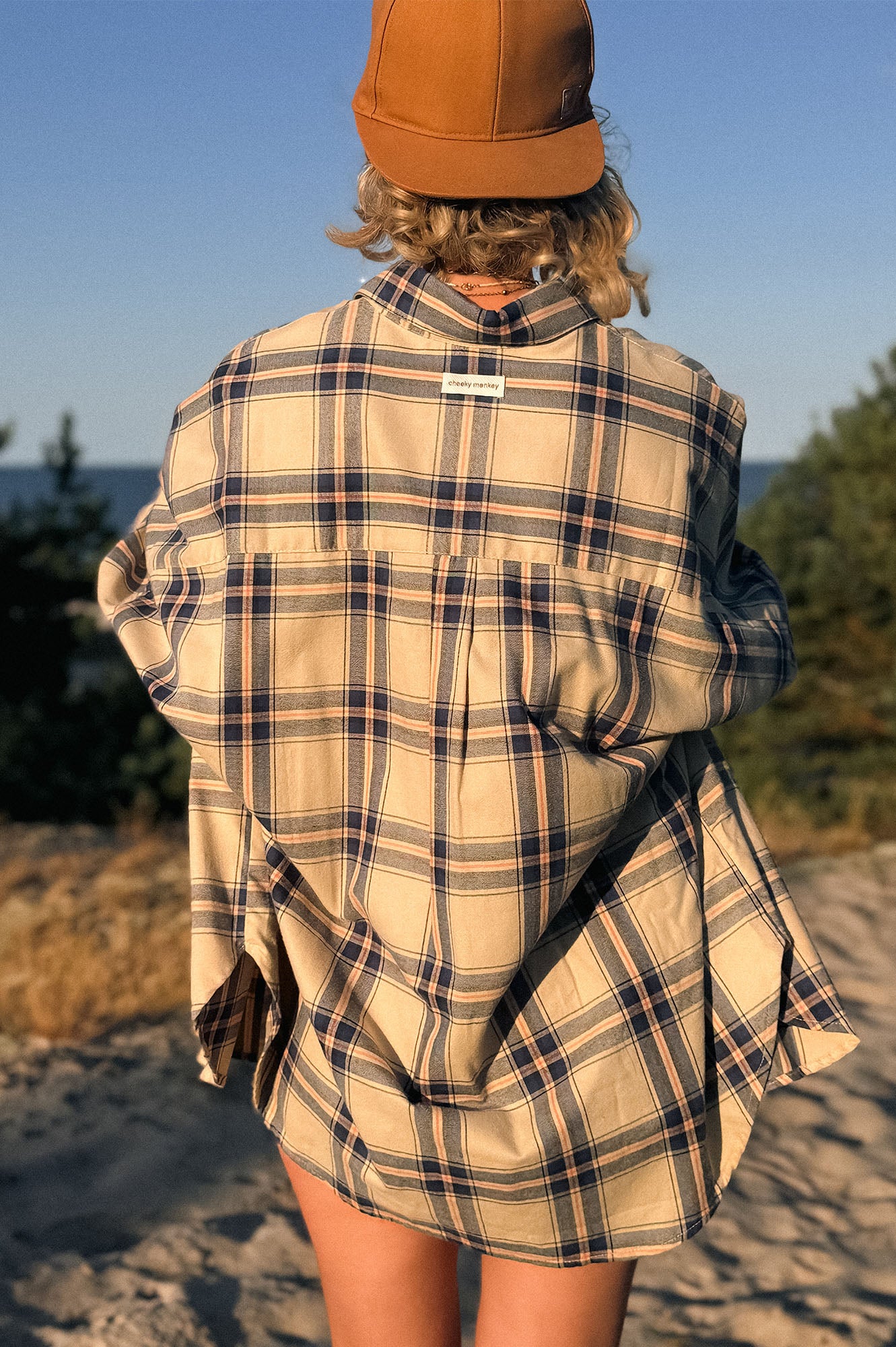 KOSZULA FLANELOWA SHARKI WARM BEIGE - ORGANIC COTTON