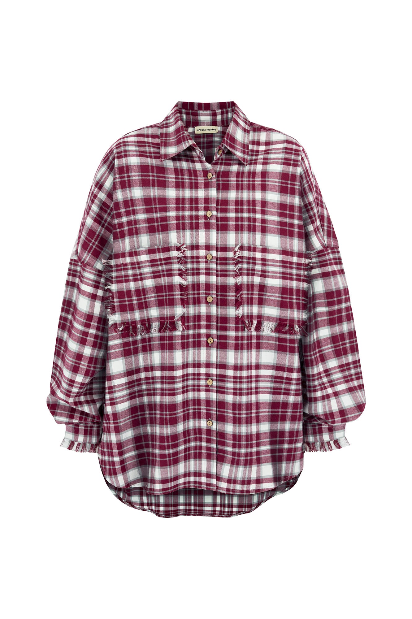 KOSZULA FLANELOWA SHARKI BURGUNDY - ORGANIC COTTON
