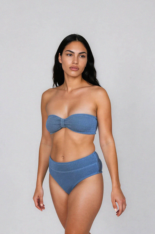 HIGH WAIST BOTTOM BORA BORA - CRINKLE RECYCLED blue