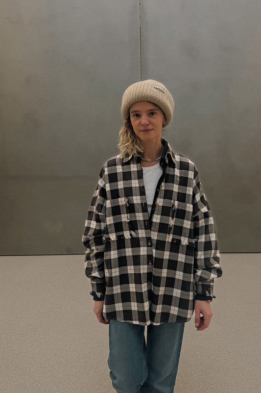 KOSZULA FLANELOWA SHARKI CHOCOLATE - ORGANIC COTTON