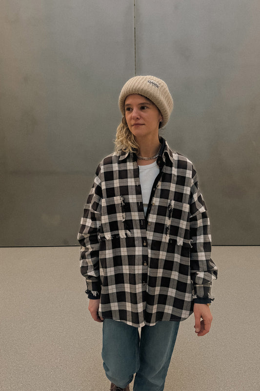 KOSZULA FLANELOWA SHARKI CHOCOLATE - ORGANIC COTTON