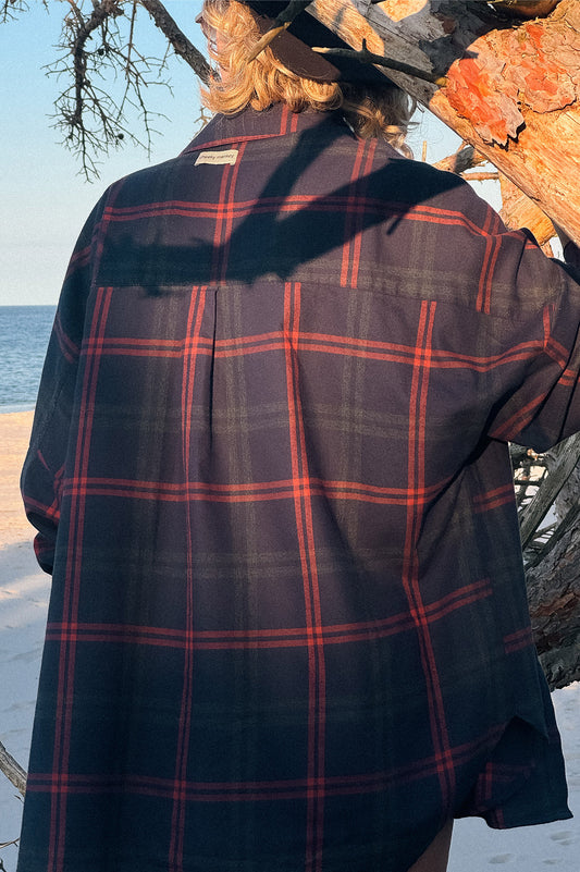 KOSZULA FLANELOWA SHARKI NAVY BLUE - ORGANIC COTTON