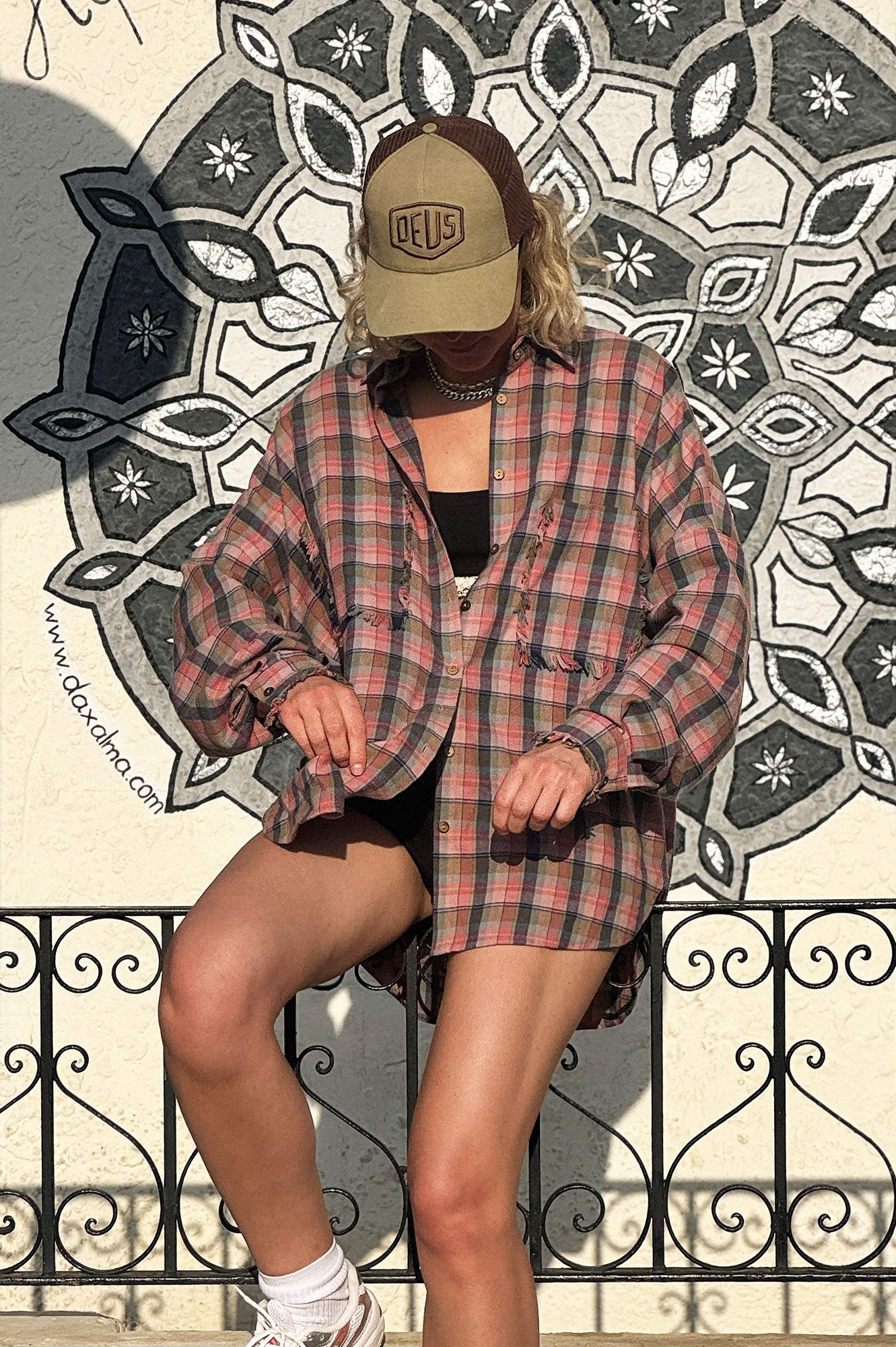 KOSZULA FLANELOWA SHARKI PINK - ORGANIC COTTON