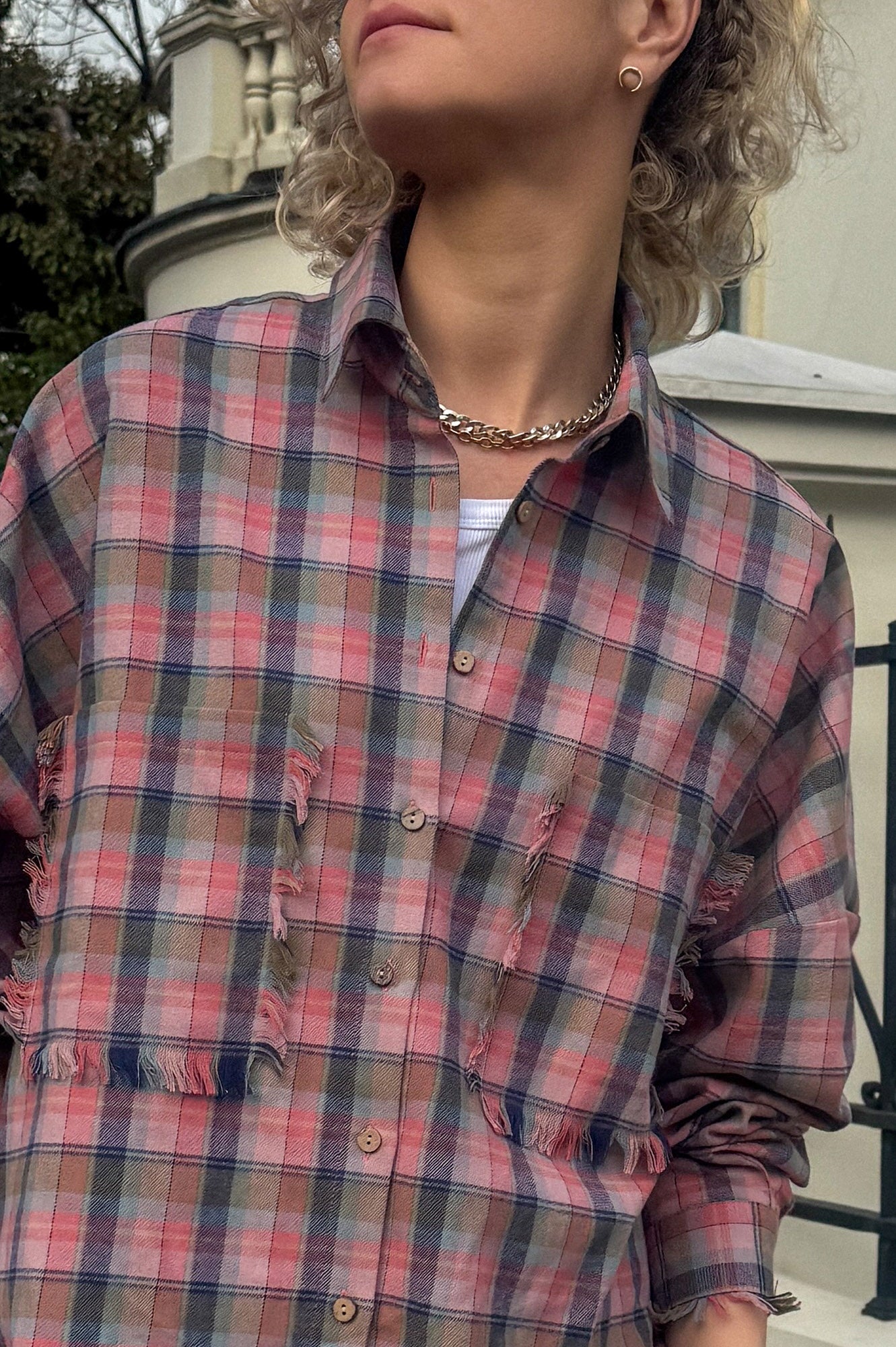 KOSZULA FLANELOWA SHARKI PINK - ORGANIC COTTON